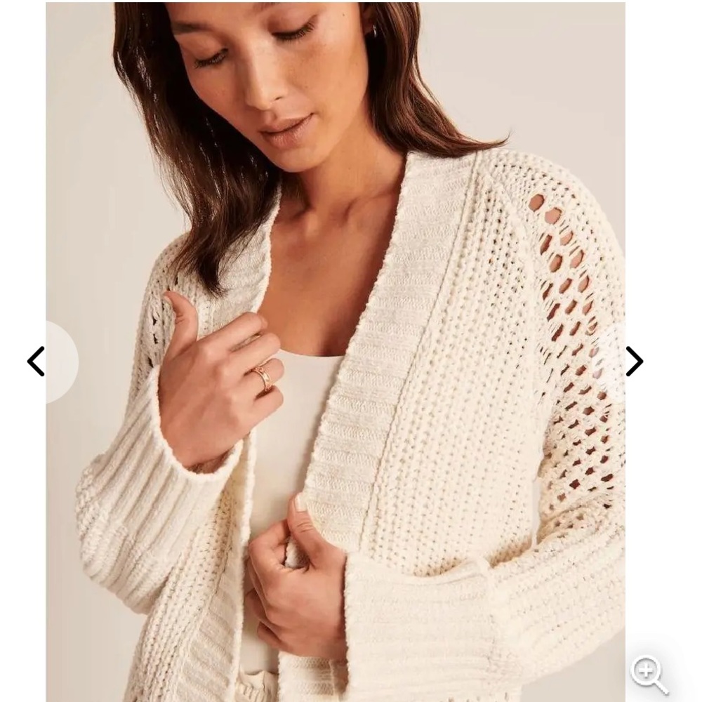 EXPRESS White Cotton Cardigan